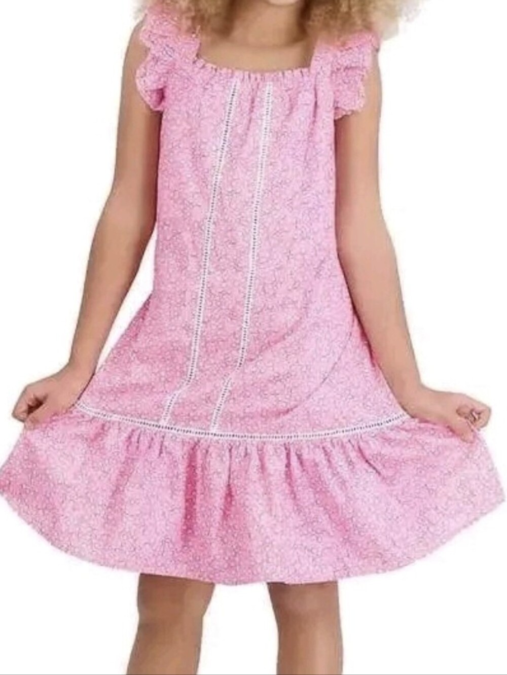 French Connection Girls' 5/6 Pink Ruffle-Trimmed Cotton Sundress for Girls - NWT - Picture 11 of 13